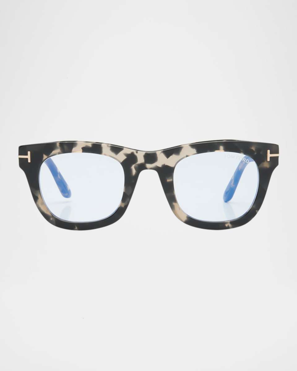 Grey Havana Blue Blocking Square Acetate Glasses